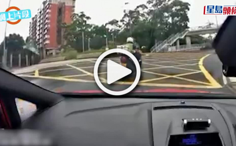 (視頻)車Cam直擊｜電單車大埔道自炒掃欄  鐵騎士被拋飛骨折