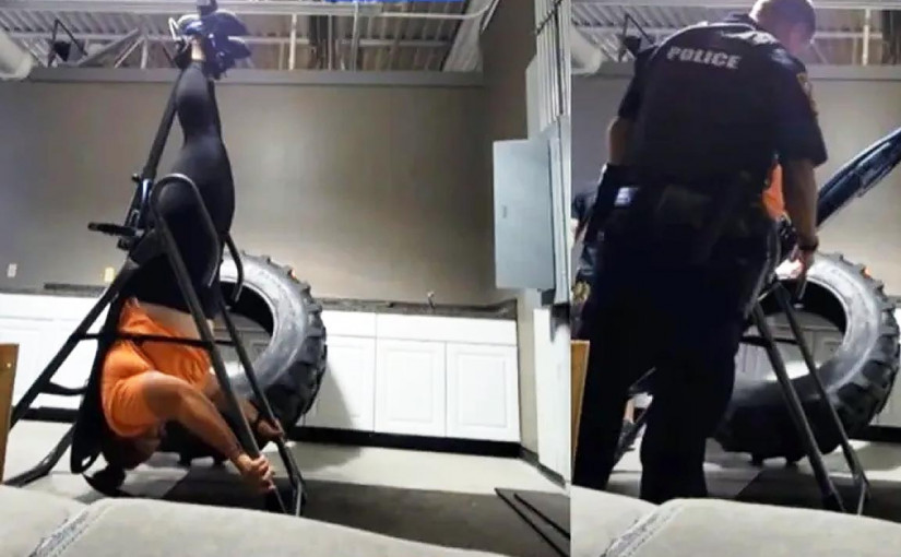 【有片】女子被困倒立器不能「翻身」 尷尬致電911救助