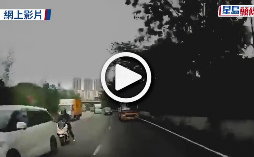 (視頻)車Cam直擊｜電單車猛撼私家車 鐵騎士險被校巴輾過
