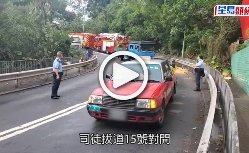 (視頻)司徒拔道塌樹壓扁的士車頂 司機乘客逃過大難
