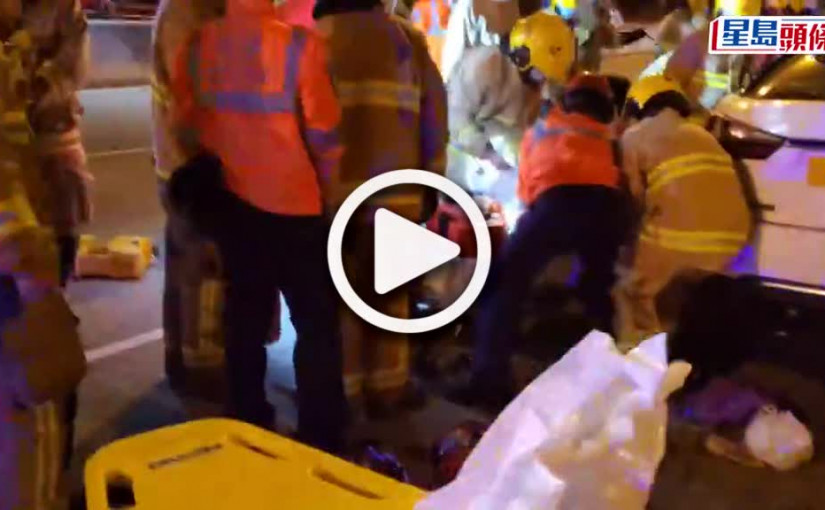 (視頻)元朗酒駕司機撞翻貨車釀三傷 棄被困女乘客圖遁被擒斷正