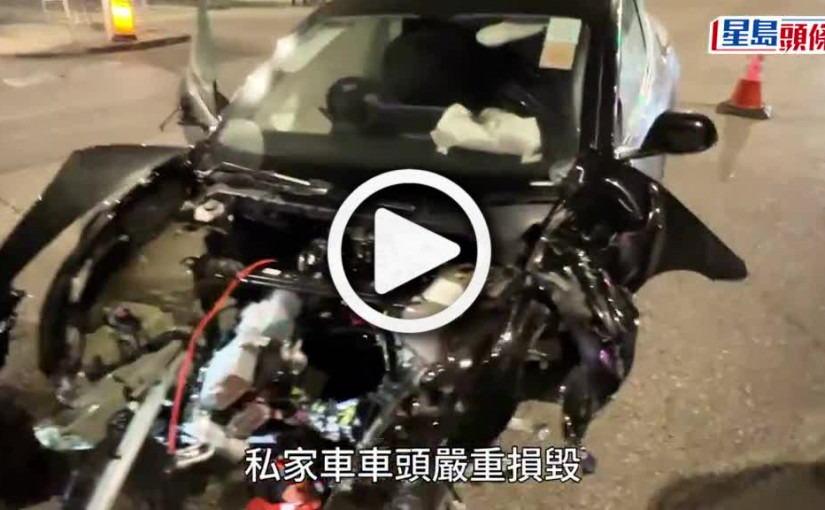 (視頻)何文田Tesla掃13米欄飛轆撞爛屋苑外牆 司機「吹波仔」119度被捕