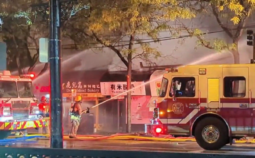 溫西通宵火四店盡焚毀 港式餅店及雜貨店遭殃 兩消防員受傷