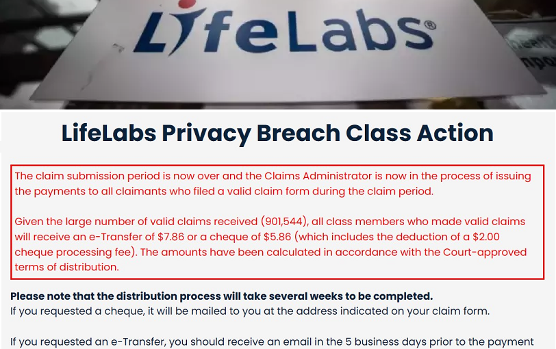 LifeLabs賠近千萬結果每人只獲7.9元 客戶獲悉原因後更不滿