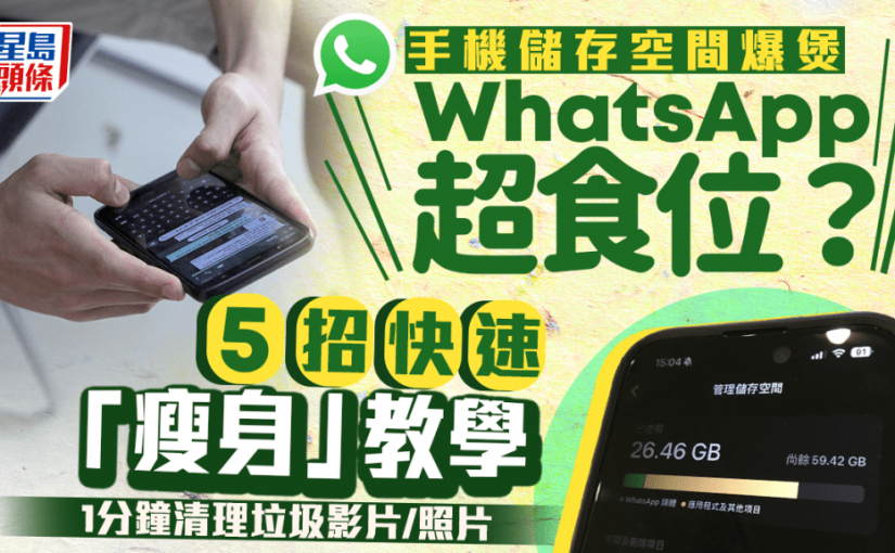 WhatsApp儲存空間不夠？ 5招快速「瘦身」教學 1分鐘清理容量過大影片／照片／附件