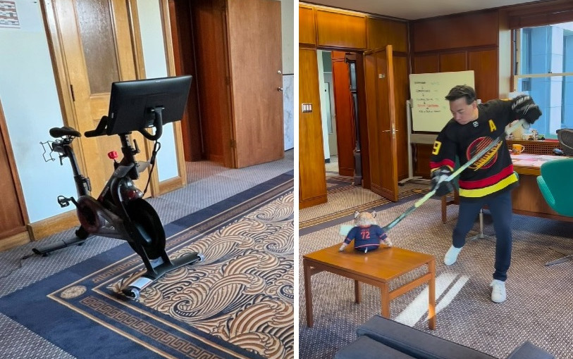 市政廳會議室變市長健身房  沈觀健：為了促進我的健康和活力