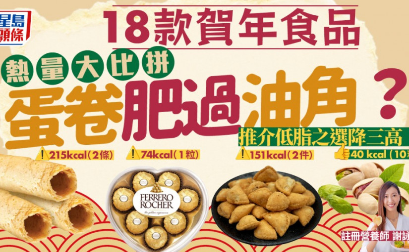 蛋卷比油角肥？比拼18款賀年食品熱量 降血脂血糖推介6款低脂之選