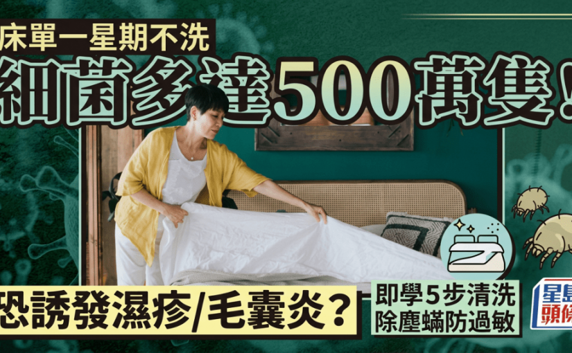 床單一星期不洗細菌多達500萬隻！嚴重恐誘發濕疹/毛囊炎？即學5步清洗除塵蟎防過敏